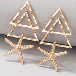 *AFRYEA* Gold Triangle x Starfish Hollow Design Fashion Earrings